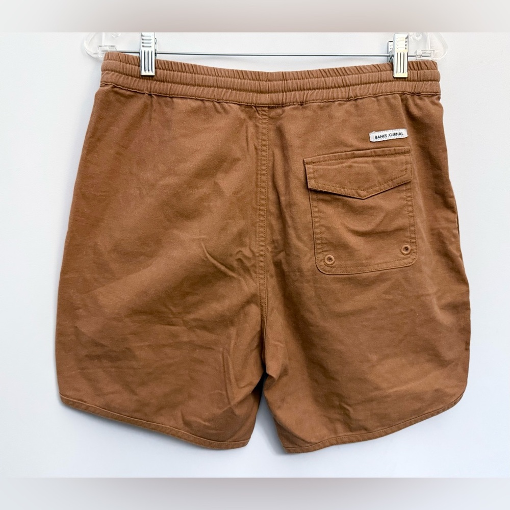 BANKS JOURNAL HUCKBERRY 16” Walkway Shorts Men 32x6” Linen Cotton Elastic Waist - Picture 2 of 12